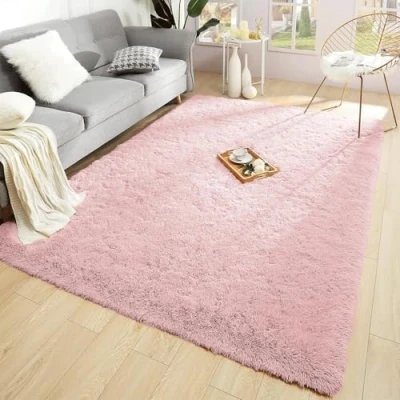 Image of BedLooms Rugs Living Room Large 160x230 cm Pink Area for Bedroom Non Slip Modern Super Soft Plush Carpets Fluffy Shaggy Rug Lounge, Dining Shedding Bedside Kids