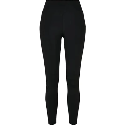 Image of Urban Classics Ladies Highwaist Shiny Stripe Leggings Trousers, Women&#039;s, Size: Large, Black/black