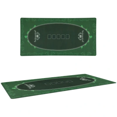 Image of SPORTNOW 120 x 60 cm Professional Texas Hold&#039;em Poker Mat 6 Player Water Resistant Table Top Rubber with Felt Surface Carry Bag, Green
