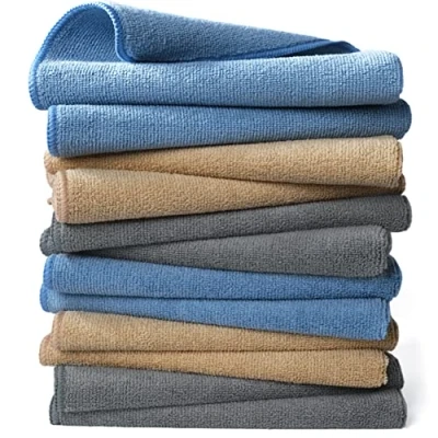 Image of POLYTE Microfibre Cleaning Towel (40x40, 12 Pack Professional, Blue,Camel,Gray)