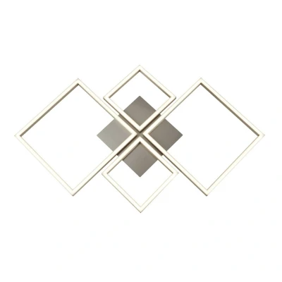 Image of Art 4 Light Square Led Wall, Flush Fitting Satin Silver