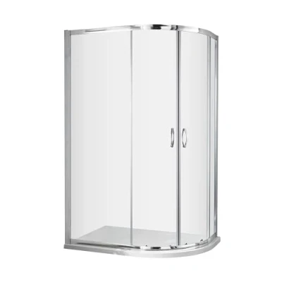 Image of Contemporary 5mm Toughened Safety Glass Offset Quadrant Shower Enclosure 1200 x 900mm Chrome Balterley