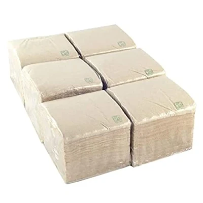 Image of Pack of 600 Recycled Paper Napkins Small and Individual 100% Recyclable Biodegradable Ideal for Cocktail Modern Design 10 x cm Folded Hostelnovo