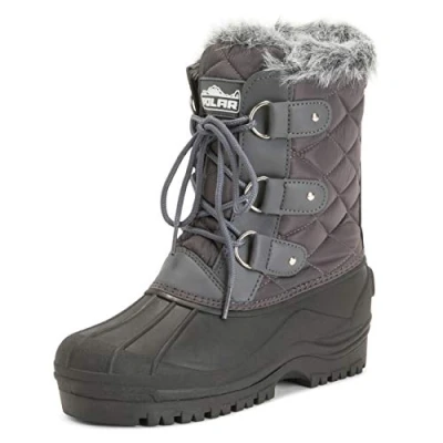 Image of Polar Womens Short Snow Winter Tactical Mountain Waterproof Hiker Mid Calf Walking Boot Grey UK5/EU38 YC0367