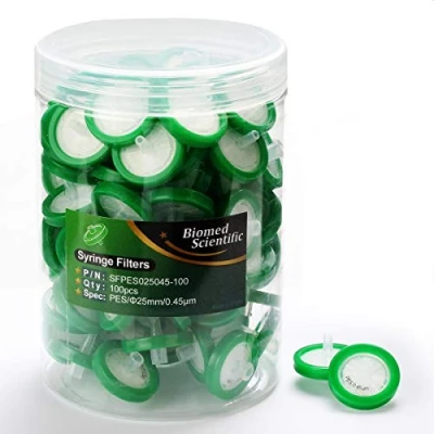 Image of Biomed Scientific Syringe Filter PES(Polyethersulfone) 25mm Diameter 0.45um Pore Size Non Sterile 100/pk