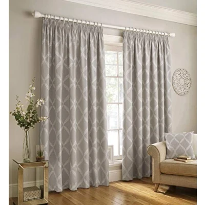 Image of Paoletti Contemporary Olivia Pencil Pleat Curtains, Grey, 168 x 183cm