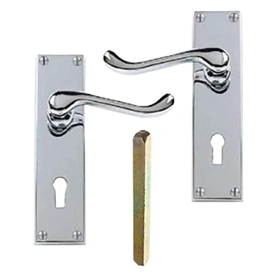 Image of Merriway BH06366 Victorian Scroll Lock Set Chrome 150mm, Silver Tone