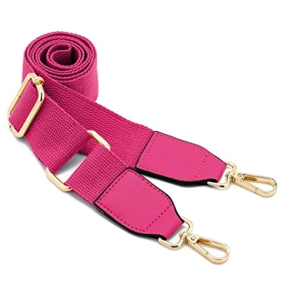 Image of DEVPSISR Wide Shoulder Purse Strap Replacement Adjustable Belt Canvas Bag Crossbody Handbag, Leather Buckle rose Red, 51inch