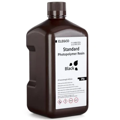 Image of ELEGOO 3D Printer Resin 2KG Black, Standard 405nm Rapid UV Fast Curing Photopolymer for LCD/DLP