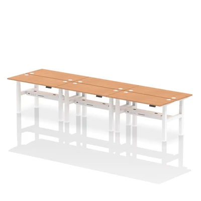 Image of Air B2B 1400x600mm Height Adjustable 6P Bench Desk CP Oak/White
