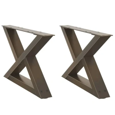 Image of vidaXL Steel Coffee Table Legs Pair 50x30 31.3cm, Natural Finish, Adjustable Feet, Modern Design, Easy Assembly Ideal for Custom Tabletops