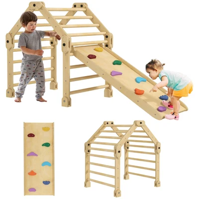 Image of AIYAPLAY 3 in 1 Kids Climbing Set, Foldable Toddler Toys with Ramp