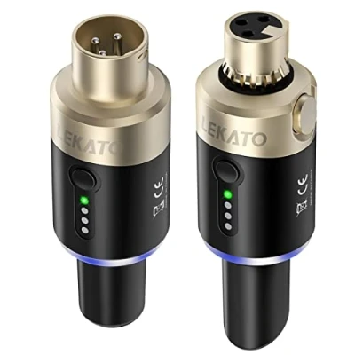 Image of LEKATO 5.8GHz XLR Wireless Microphone Transmitter Receiver System Plug on Rechargeable Set for Dynamic Microphones, Audio Mixer, DSLR Camera, PA