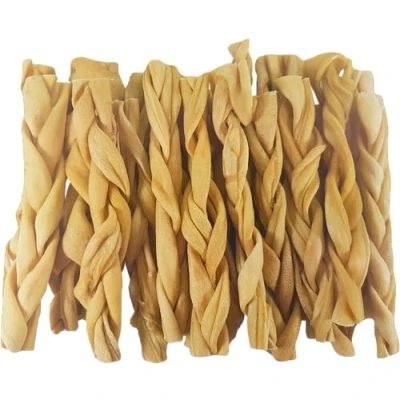 Image of Britten and James 20 Thick Braided Lamb Skin Sticks for Dogs (400g). Natural Long Lasting Dog Chew Treats Hypoallergenic, Gluten Grain Free Brown