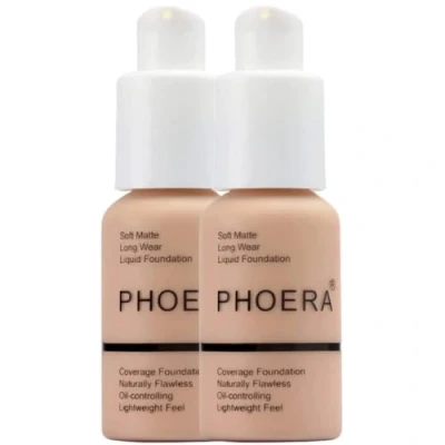 Image of Glamza Phoera Foundation Full Coverage Makeup Set 24hr Long Lasting Oil Control Soft Smooth Matte Flawless Concealer Cream Inc x2 30ml &amp; Silicone Blender Sponge (103 Warm Peach)