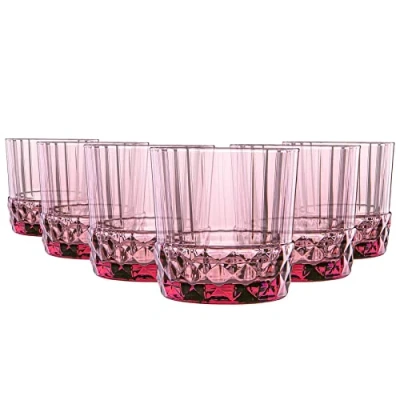 Image of 6x Pink 370ml America &#039;20s Tumbler Glasses By Bormioli Rocco