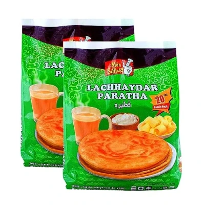 Image of Mon Salwa Lachhaydar Paratha 20pcs Family Pack Lacha Add a Little Crispiness to Your Life with Ready Eat Frozen 1200g (Pack of 2)