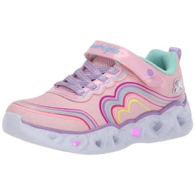 Image of Skechers Unisex Kids Girls Trainers, Light Pink Sparkle Mesh Multi Trim, 1 UK