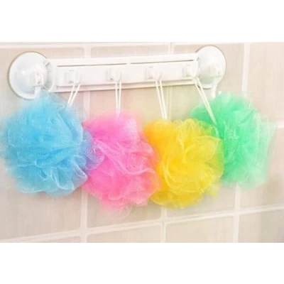 Image of 4 Pack Multi Colour Bath Shower Scrunchie Exfoliating Mesh Loofah Body Wash Pouf Sponges for Scrubber Scrubbers &amp; Accessories
