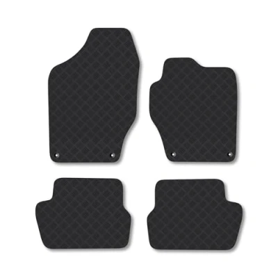 Image of Rubber Car Mats Compatible with Peugeot 308 (2008 2013) Tailored Fit Floor Set Accessory Black Custom 4 Pieces Clips Anti Slip Backing, Heavy Duty &amp; Waterproof