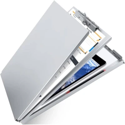 Image of Aluminum Clipboard with Storage, Form Holder Steel Stainless Binder Metal High Capacity Clip,Heavy Duty Made for Nurses Medical Personnel Jobsite Professionals Stationery Items