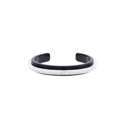 Image of Karen Millen Resin Crystal Cuff Bracelet for Women (Silver/Black)