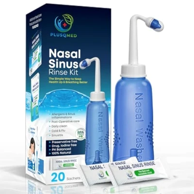 Image of Sinus Rinse Kit,300 ml Bottle + 40 Salt sachets,Neti Pot,Nasal wash,Sinus Rinse,Adult Nose Shower for Cleaning and Nasal Flushing