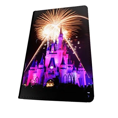 Image of WTF Disney Castle Fireworks Printed Art Faux Leather Passport Cover/Luggage Tag (Passport Holder)