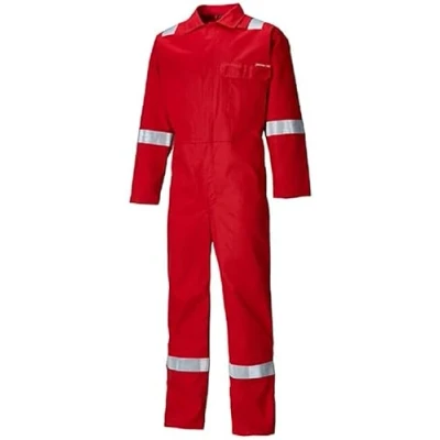 Image of Dickies Everyday Flame Retardant Reflective Taped Coverall Overall Firechief High Visibility Lightweight FR24/7TP+ REGULAR LEG (M, RED)