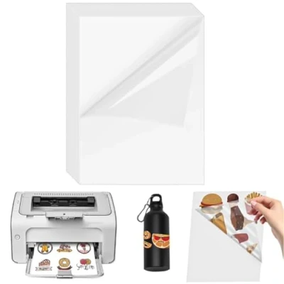Image of A4 Sticker Paper Labels, ADERTOS 30 Sheets Waterproof Printable Vinyl Stickers Clear Printer Self Adhesive Inkjet Film Decal for &amp; Laser Printers Clear, 297 x 210 mm