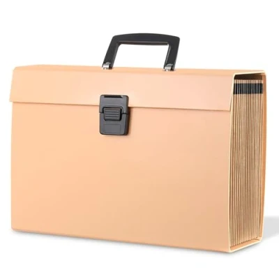 Image of Albert Austin File Organiser Multiple Compartment A4 Large Capacity Document with Waterproof Cover Paperwork Filing Folder for Storage (Peach Fuzz)