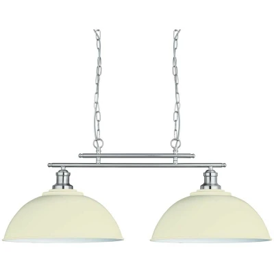 Image of Fusion 2 Light Ceiling Bar, Satin Silver, Cream Shades