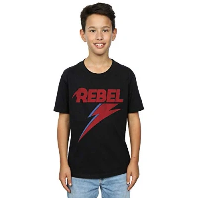 Image of David Bowie Boys Distressed Rebel T Shirt Black 5 6 Years