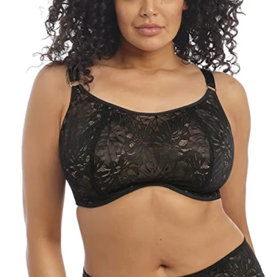 Image of Elomi Women&#039;s Kelsey Underwire Bralette Full Coverage Bra, Opaque, Black, 36FF