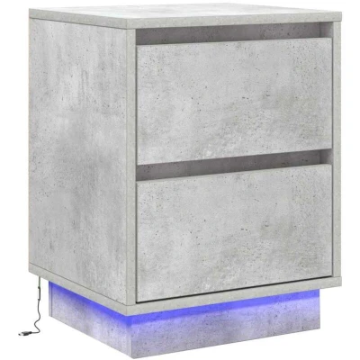 Image of vidaXL Bedside Cabinet with LED Lights Concrete Grey 39x34.5x50 cm