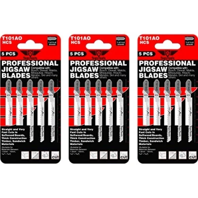Image of 15 x TopsTools T101AO Straight and Curved Cuts Jigsaw Blades Compatible with Bosch, Dewalt, Makita, Milwaukee Many More