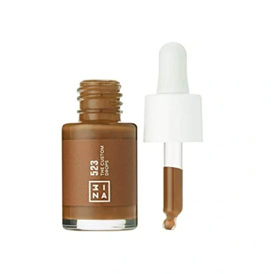 Image of 3INA MAKEUP The Custom Drops 523 Brown Foundation Mixer to match Make up Skin Tone Long lasting Formula Mattifying Effect Oil Free Matte finish Vegan Cruelty