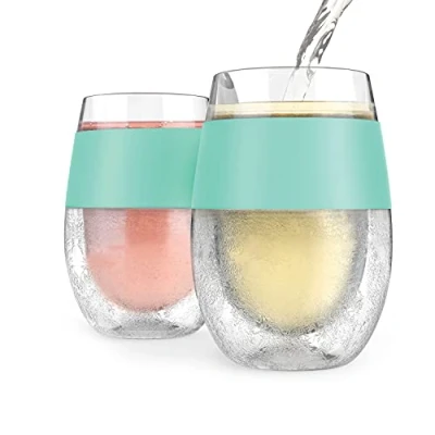 Image of HOST Wine Freeze Cooling Cups, Silicone, Mint, 8.89 x cm