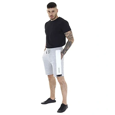 Image of BRAVE SOUL MSRT 516 Men&#039;s Knee Length Elasticated Waist Sweat Shorts Casual Activewear Fulham Optic Light Grey Mel XL