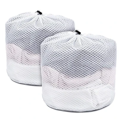 Image of Romon 2 Pieces Mesh Laundry Bag for Washing Machine, Bags With Drawstring, Reusable Bags, Delicates Blouse, Underwear, Bra