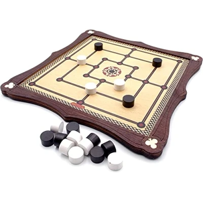 Image of Nine men&#039;s morris traditional wooden board game