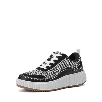 Image of DREAM PAIRS Women Chunky Casual Platform Fashion Sneaker SDFN2379W,Size 5,Black/White,SDFN2379W