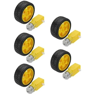 Image of Fasizi 5Pcs Smart Car Robot Plastic Tire Wheel with DC 3 6V Gear Motor for Arduino