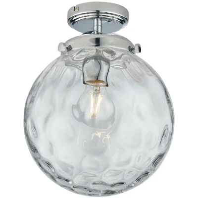 Image of Elston Semi Flush Lamp Globe Chrome Glass Dimpled Shade, IP44