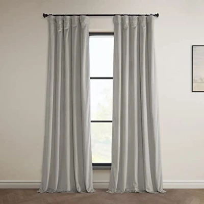 Image of HPD Half Price Drapes Heritage Plush Velvet 84 Inches Long Darkening Curtains for Bedroom &amp; Living Room 50W x 84L, (1 Panel), City Grey, 50&quot; W 84&quot; L (Pack of 1)