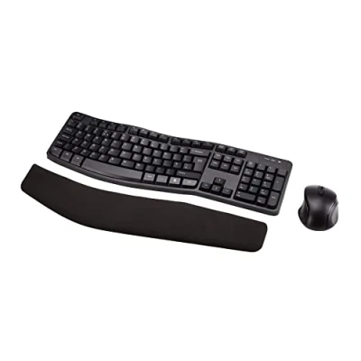 Image of Amazon Basics Ergonomic Wireless Keyboard Mouse Combo UK layout, black