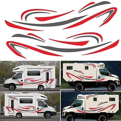 Image of HOTEU Universal Motorhome Stripes Decorative Camper Vans Caravan Decals Vinyl Sticker Graphic Car Body Side Decal Accessories