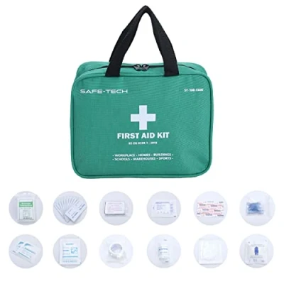 Image of SAFE TECH 95 Piece Premium First Aid Kit Bag, Conform to BS EN 8599 1:2019 for Work Place, Home, Office, Car, Caravan, Travel and Sports