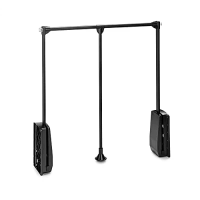 Image of Emuca Hang pull down wardrobe rail lift, adjustable width 32,6 45,27 inch (830 1150mm), Steel and Plastic, Black
