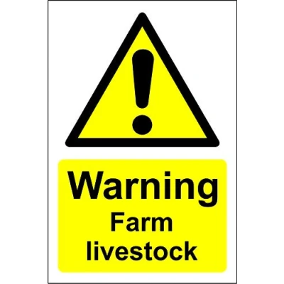 Image of Warning farm livestock safety sign 1.2mm Rigid plastic 200mm x 150mm